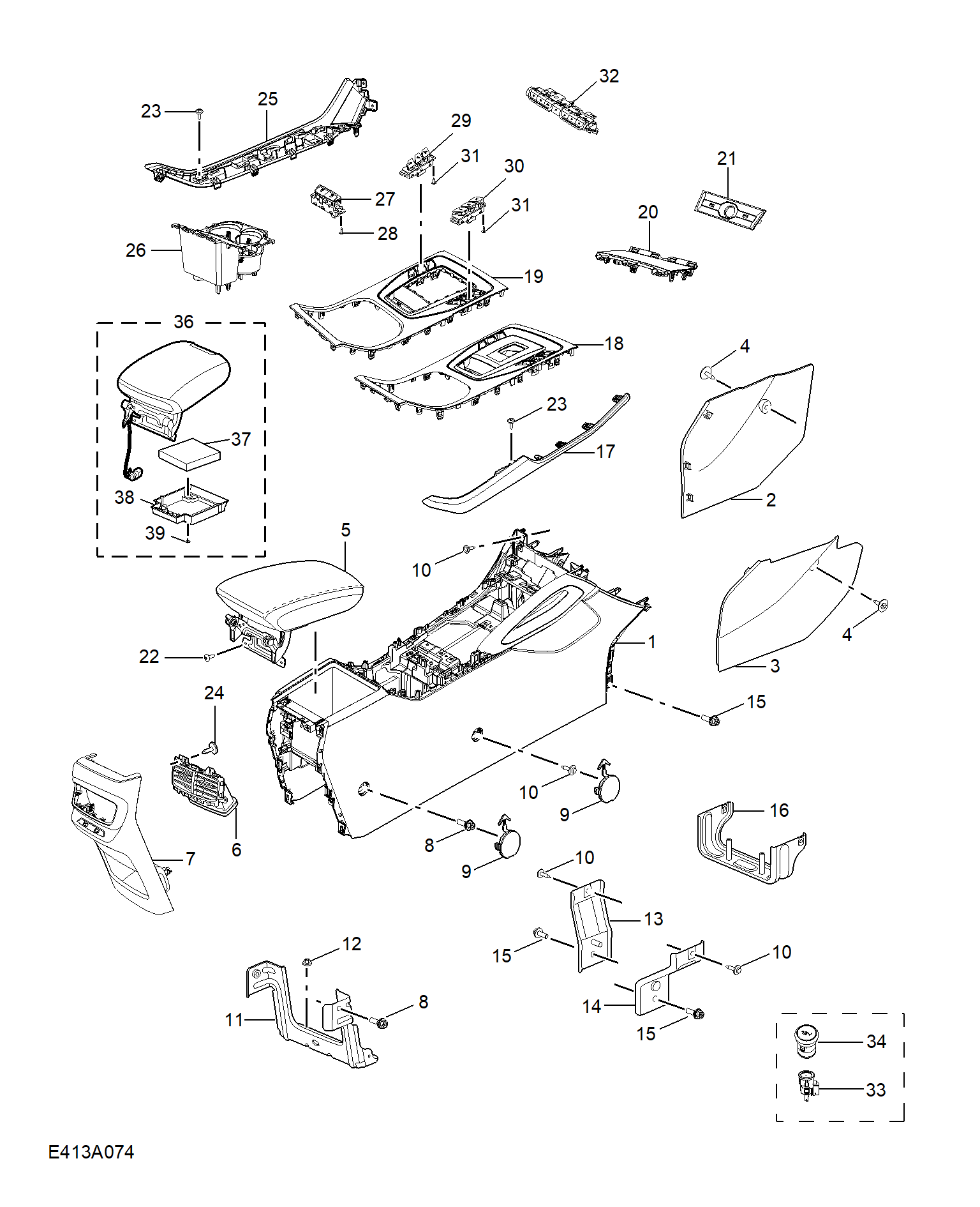 E413A074:CONSOLE TRIM