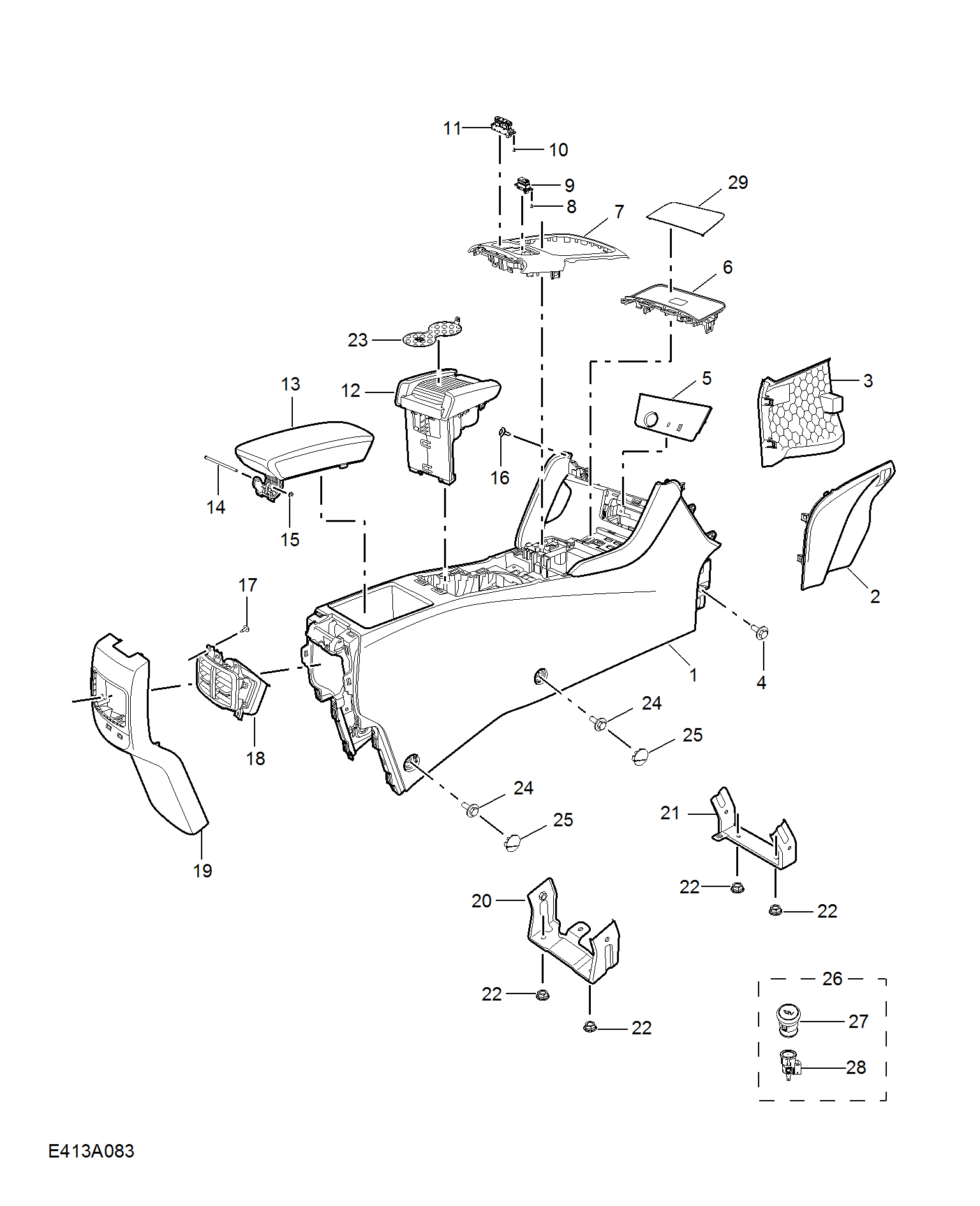 E413A083:CONSOLE TRIM(RHD)
