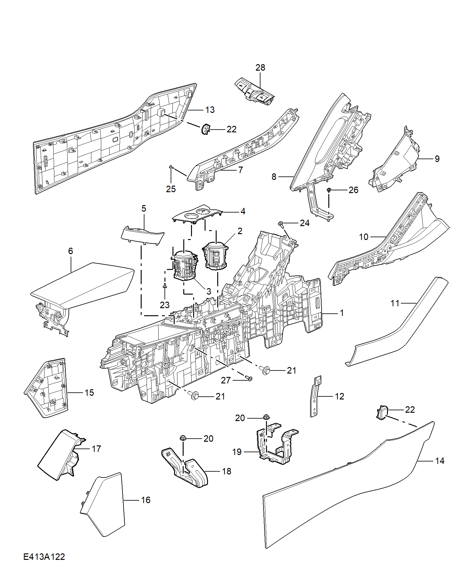 E413A122:CONSOLE TRIM(RHD)