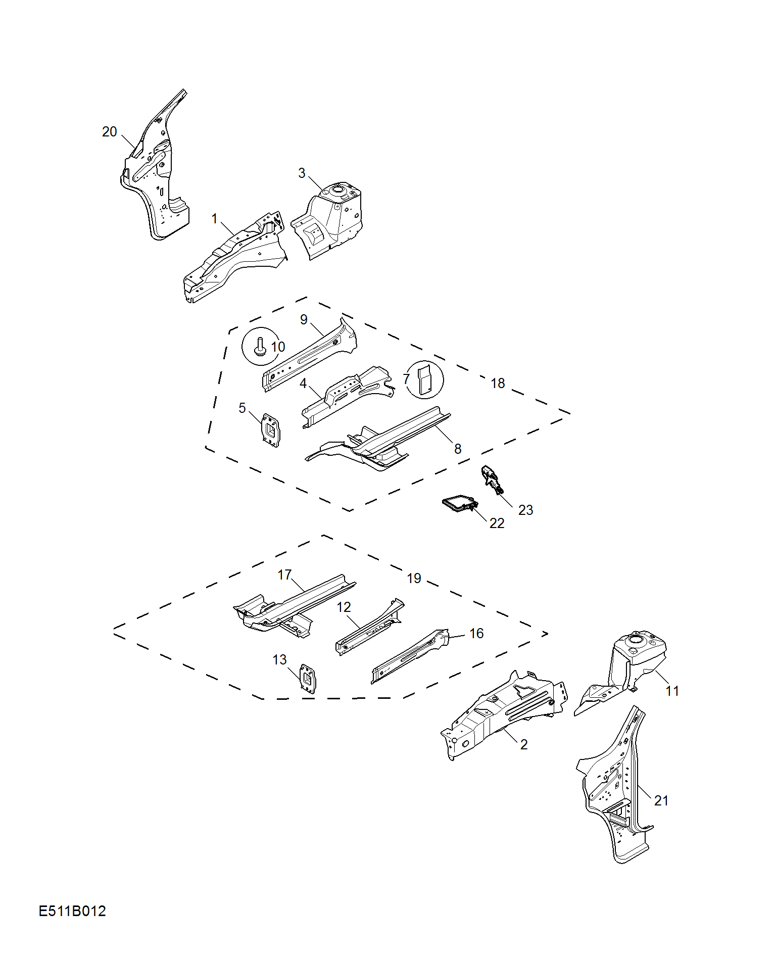 E511B012:SIDEMEMBER AND VALVANCE-FRONT