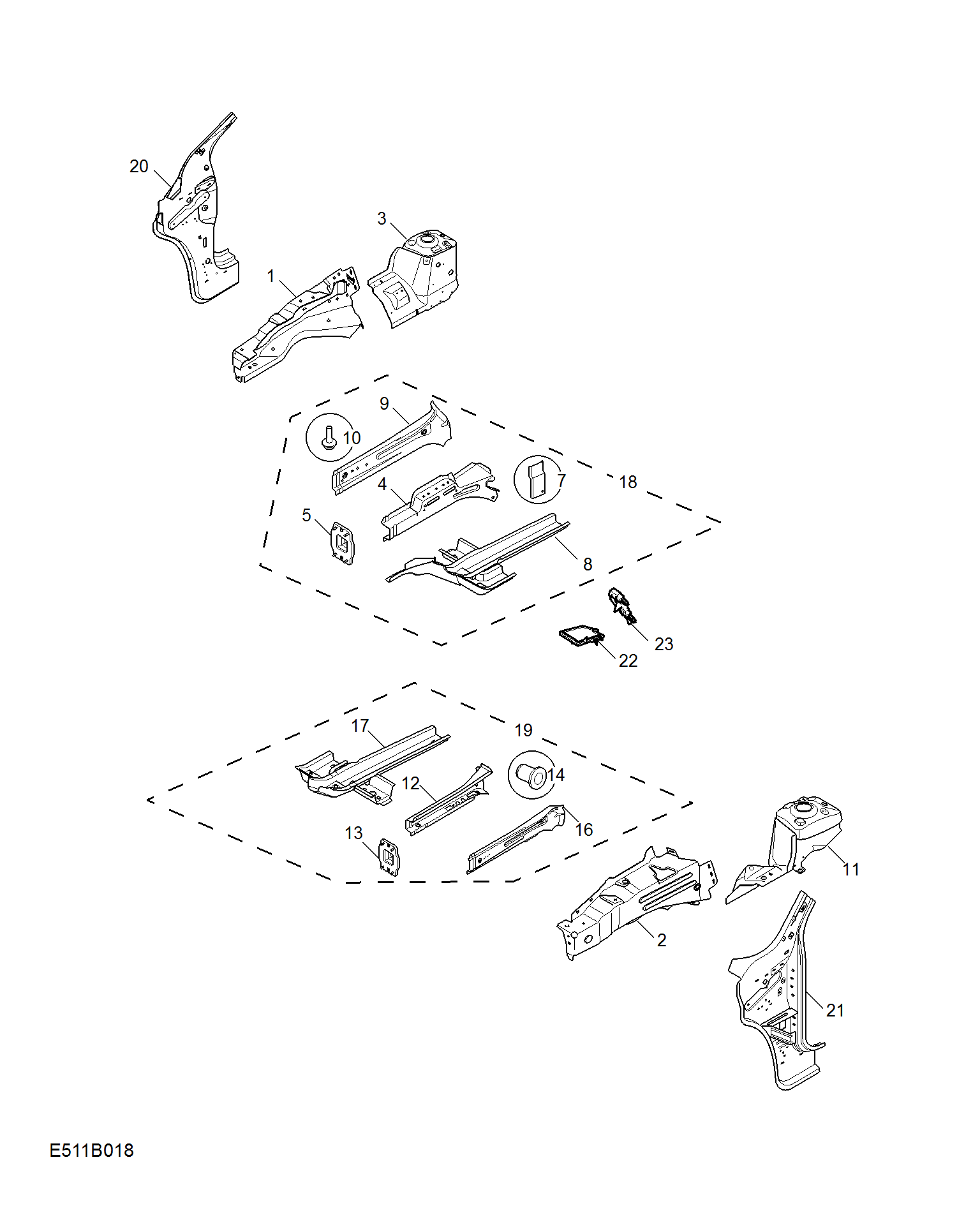 E511B018:SIDEMEMBER AND VALVANCE-FRONT