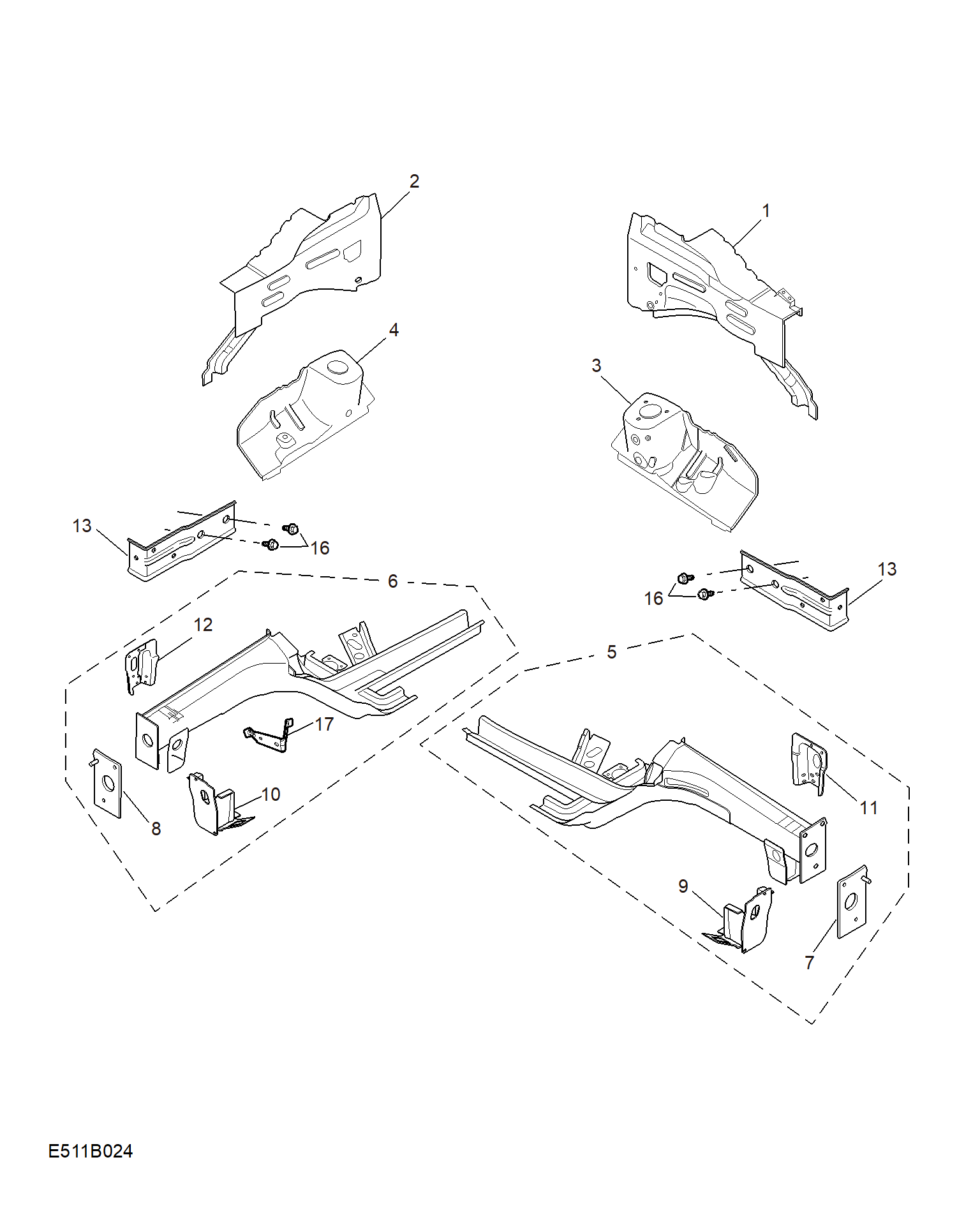E511B024:SIDEMEMBER AND VALVANCE-FRONT