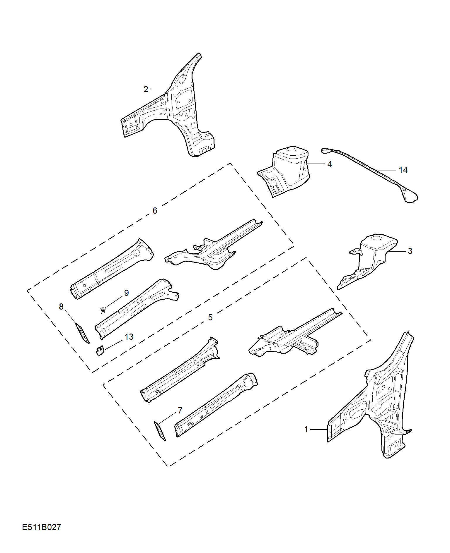 E511B027:SIDEMEMBER AND VALVANCE-FRONT