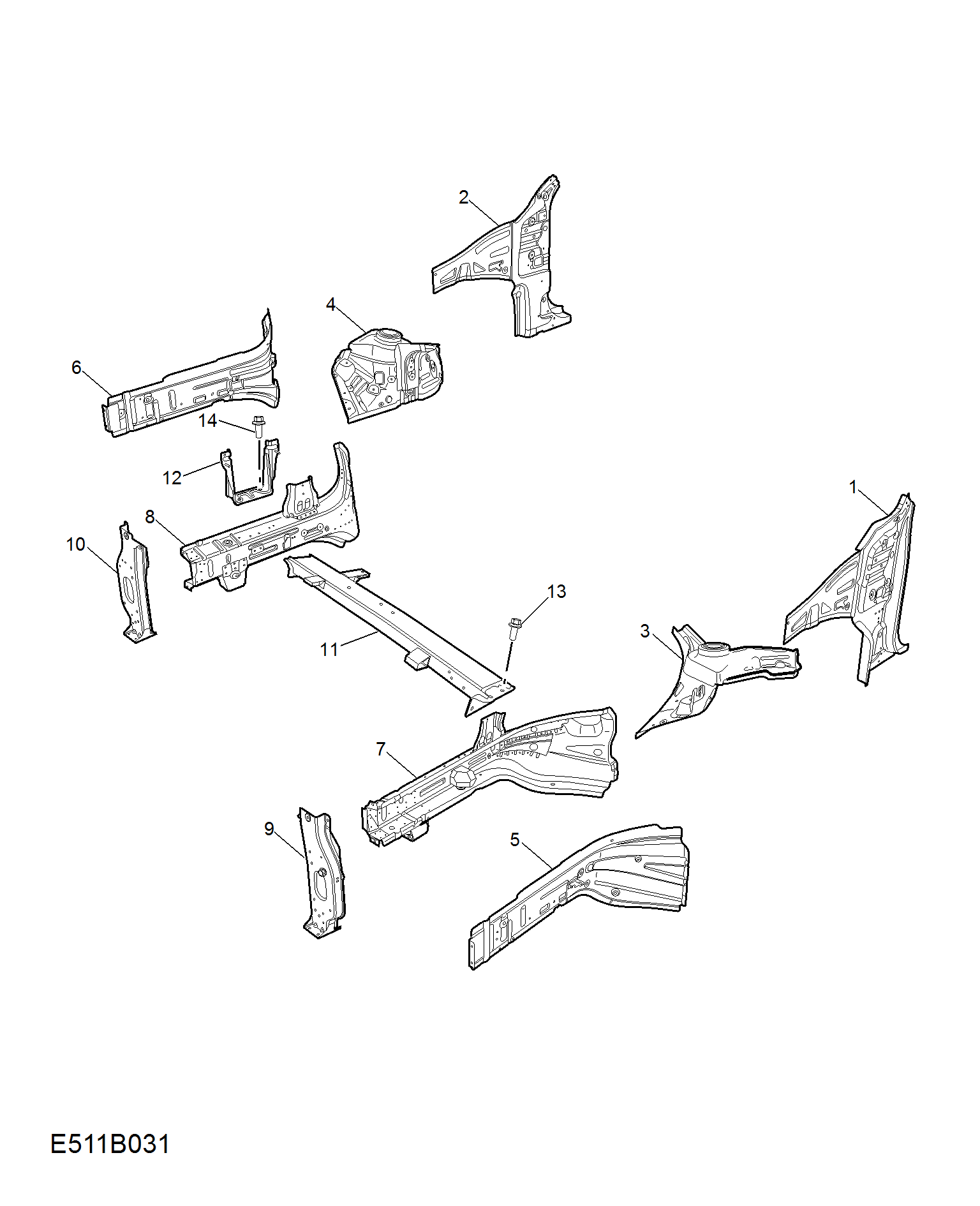 E511B031:SIDEMEMBER AND VALVANCE-FRONT
