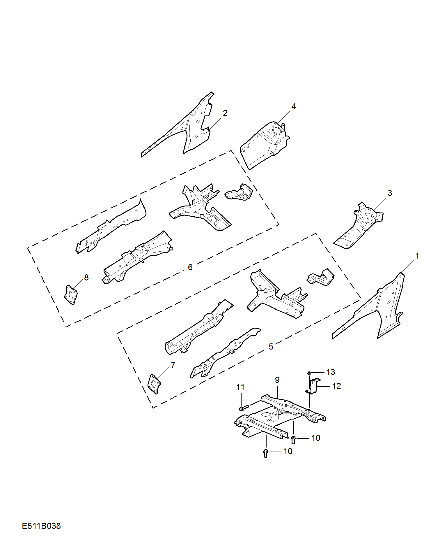E511B038:SIDEMEMBER AND VALVANCE-FRONT