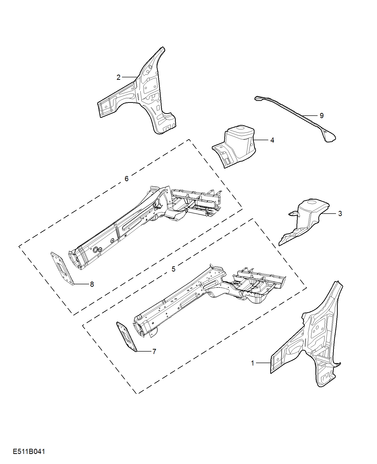 E511B041:SIDEMEMBER AND VALVANCE-FRONT