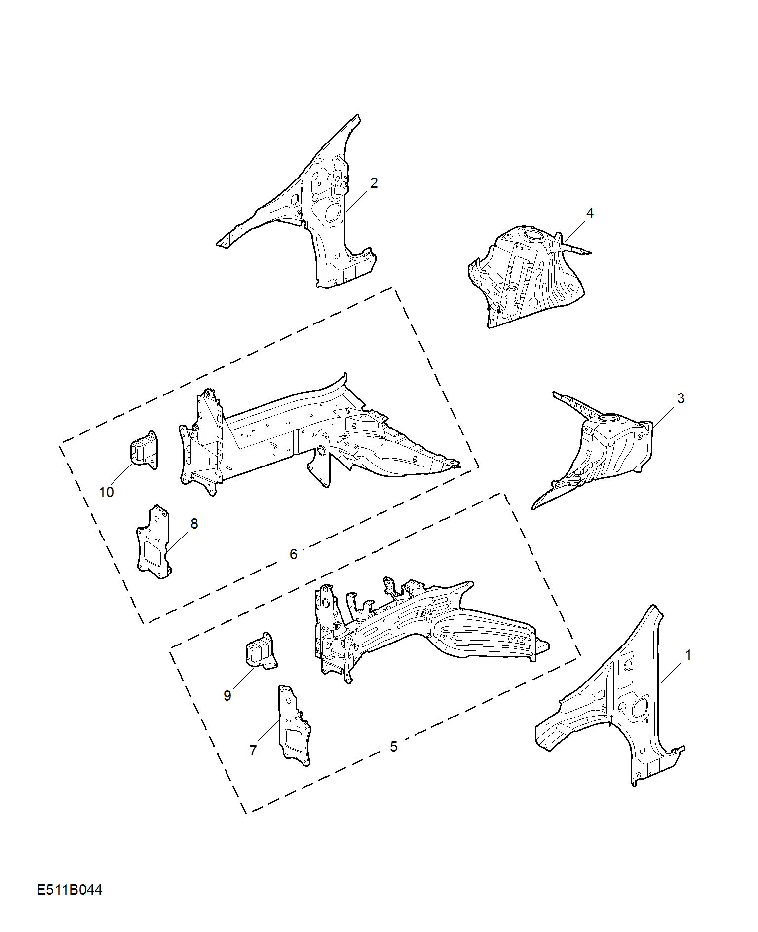 E511B044:SIDEMEMBER AND VALVANCE-FRONT