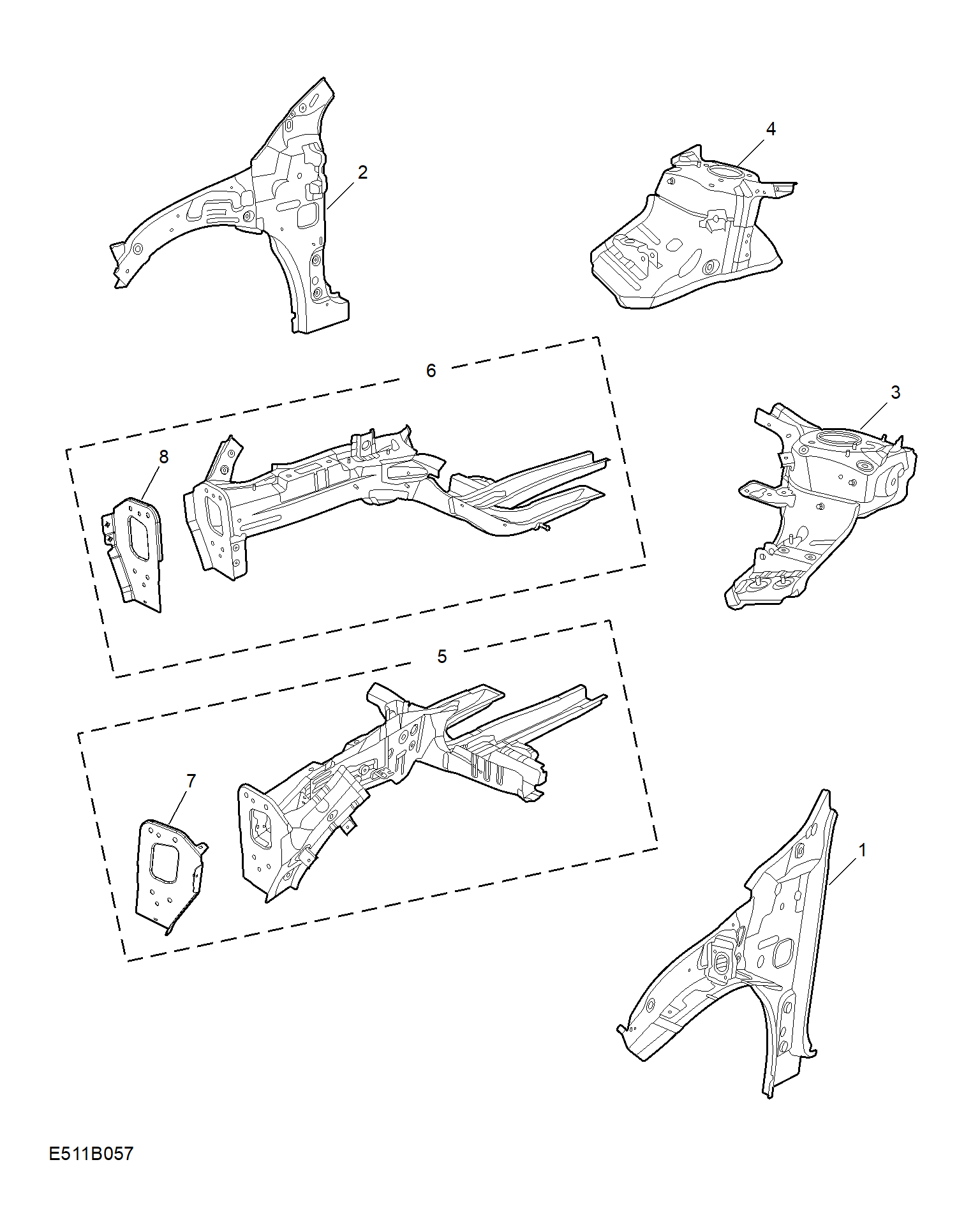 E511B057:SIDEMEMBER AND VALVANCE-FRONT