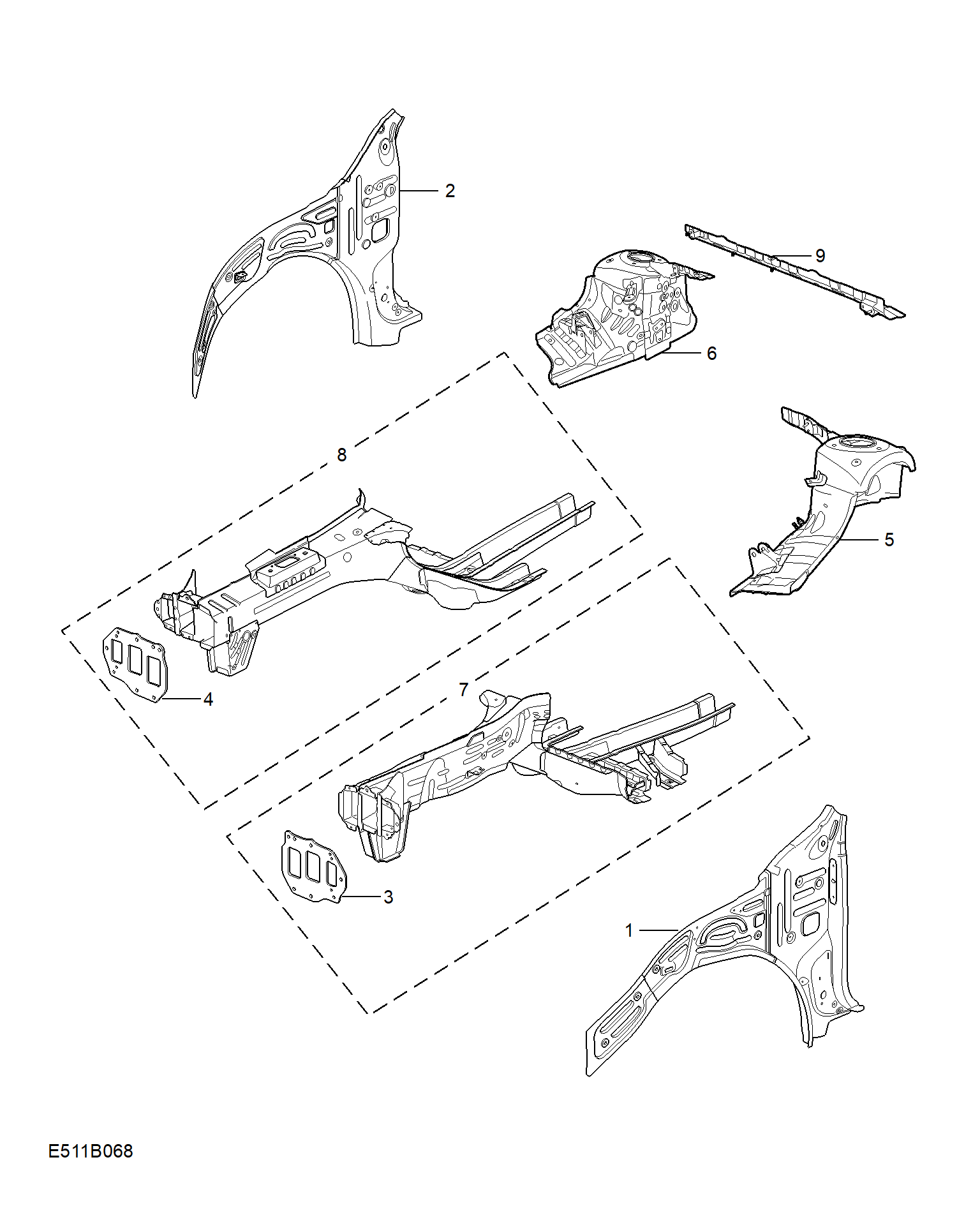 E511B068:SIDEMEMBER AND VALVANCE-FRONT