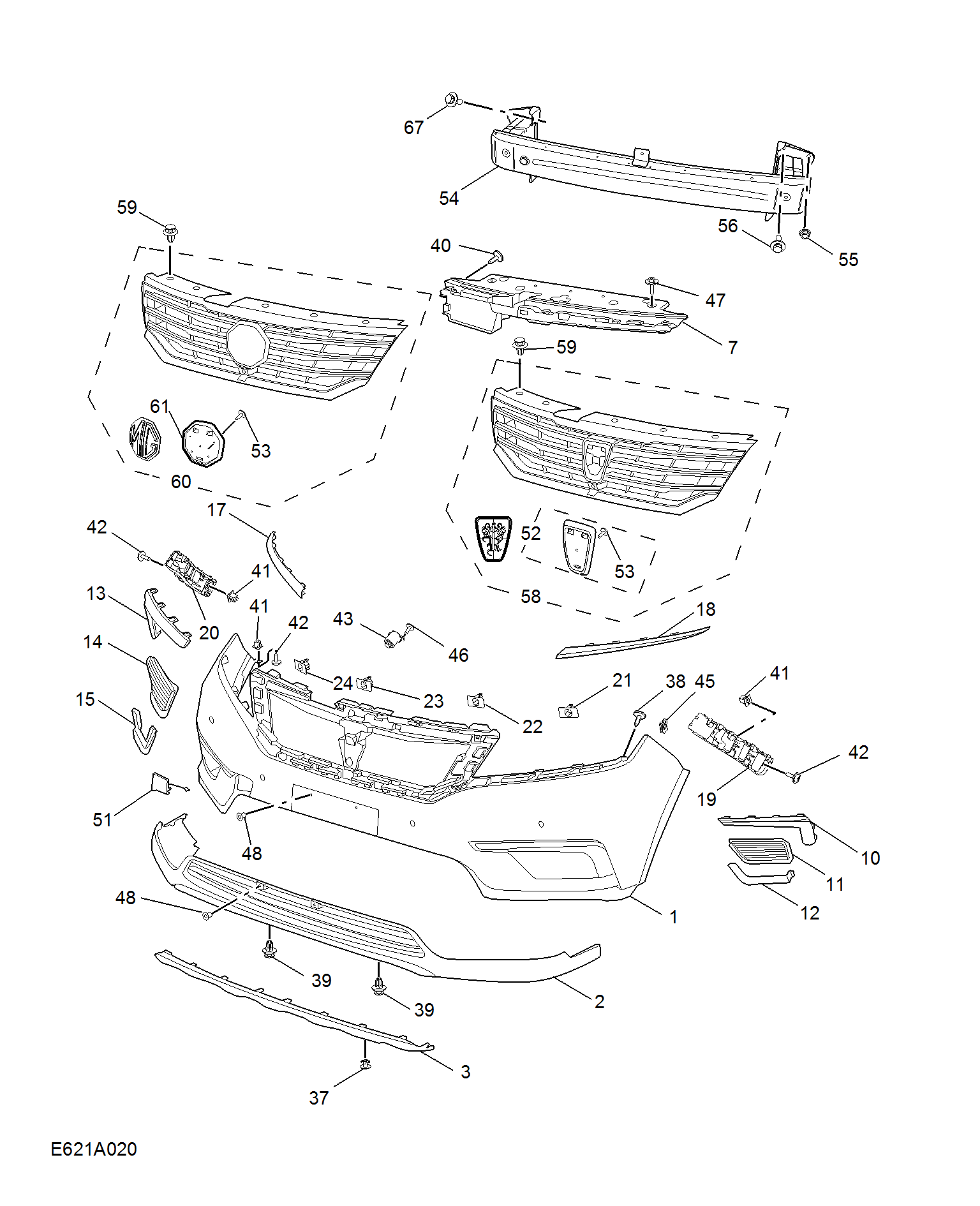 E621A020:FRONT BUMPER(RX5,SMALL GRILLE)