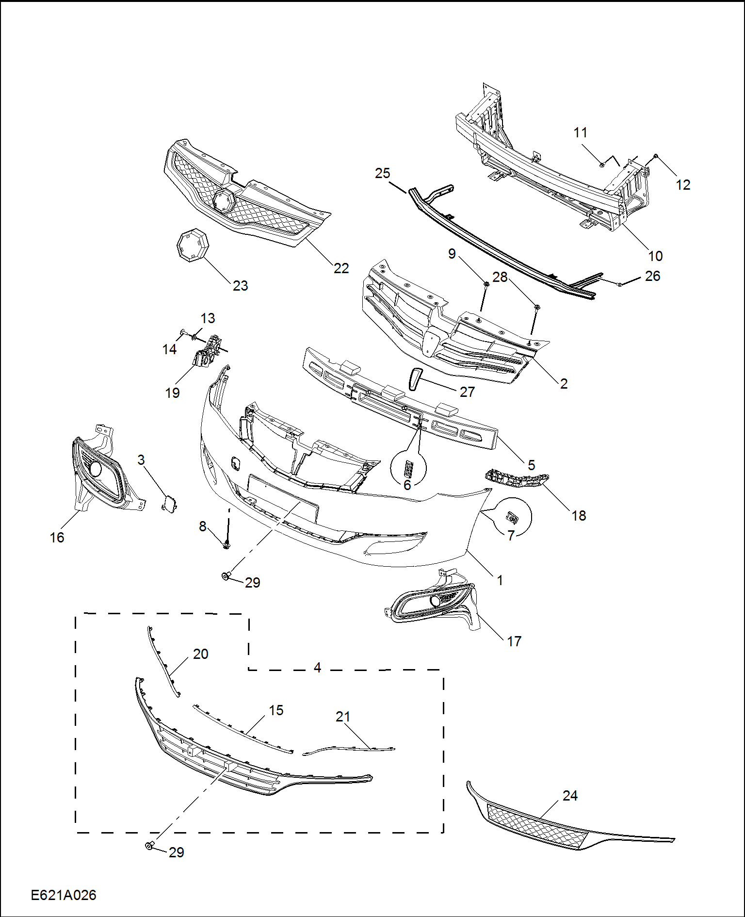 E621A026:FRONT BUMPER(350)