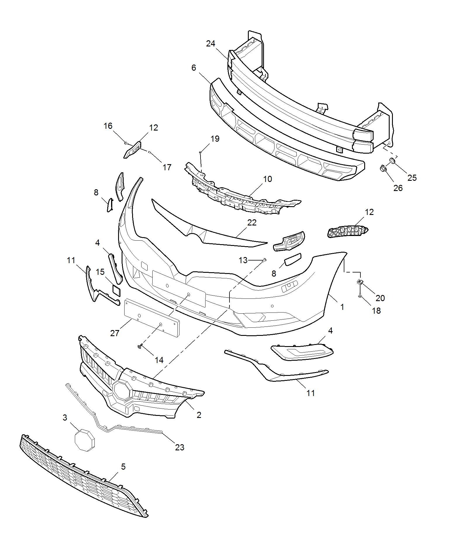 E621A027:FRONT BUMPER(MG)