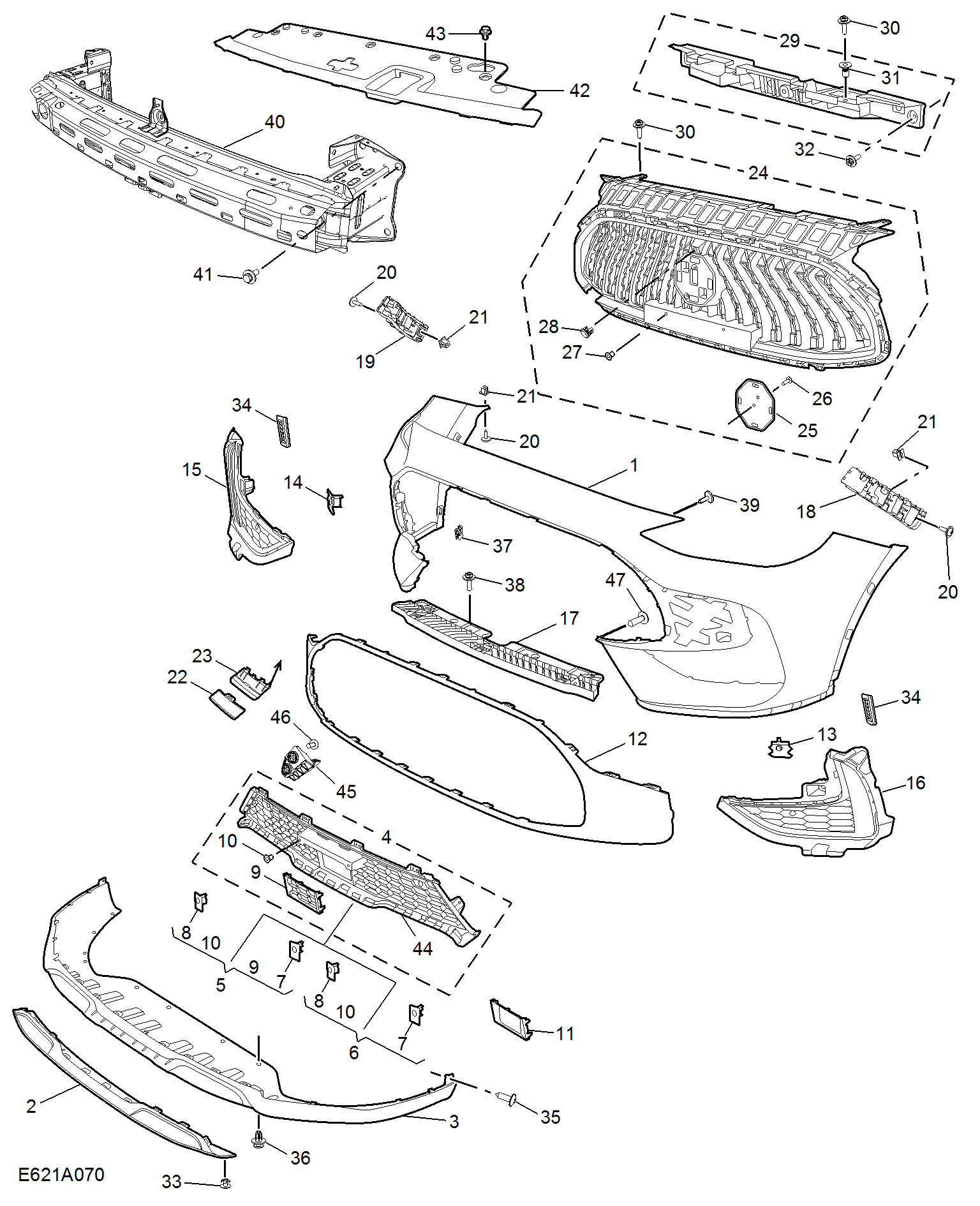 E621A070:FRONT BUMPER(领航)