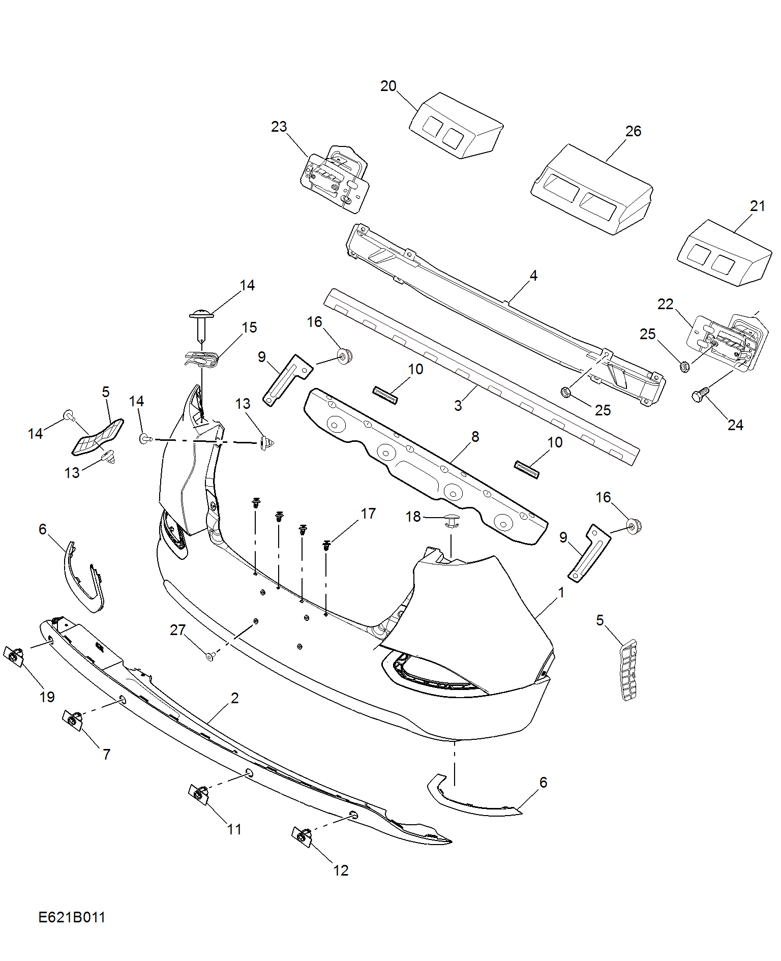 E621B011:REAR BUMPER