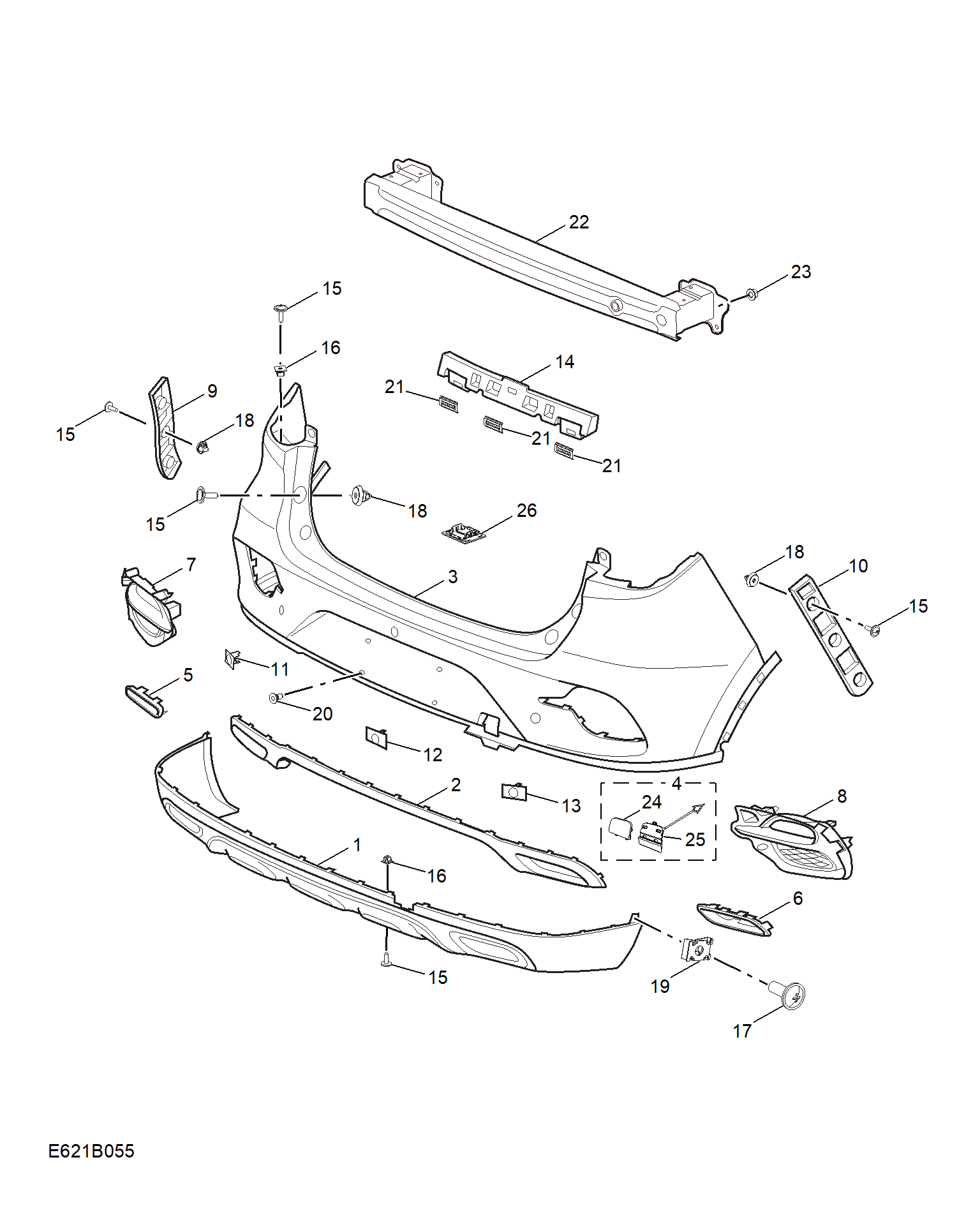 E621B055:REAR BUMPER