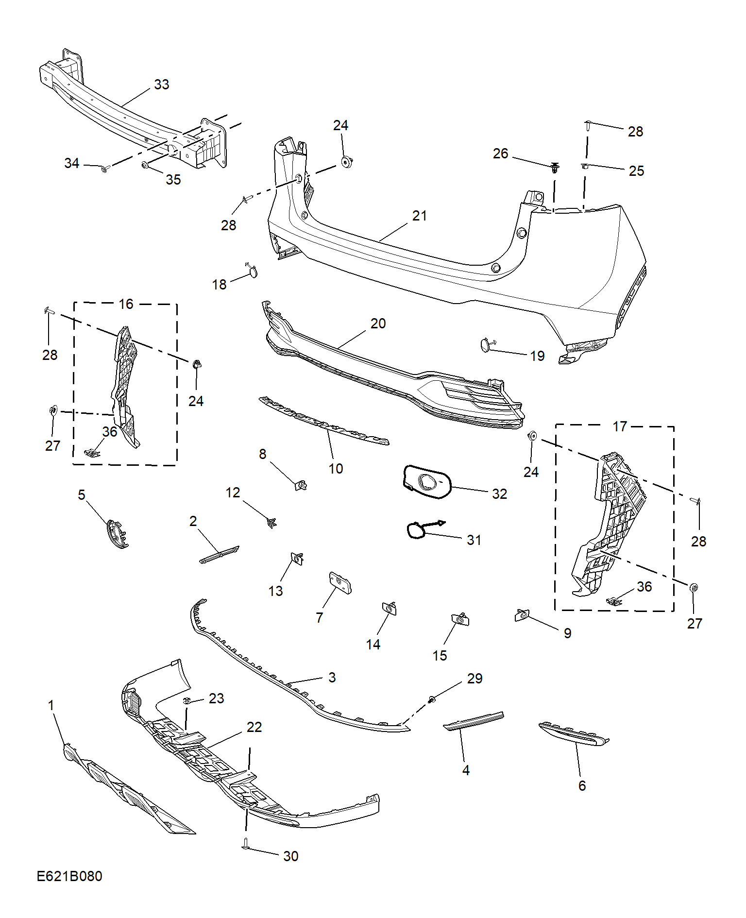 E621B080:REAR BUMPER