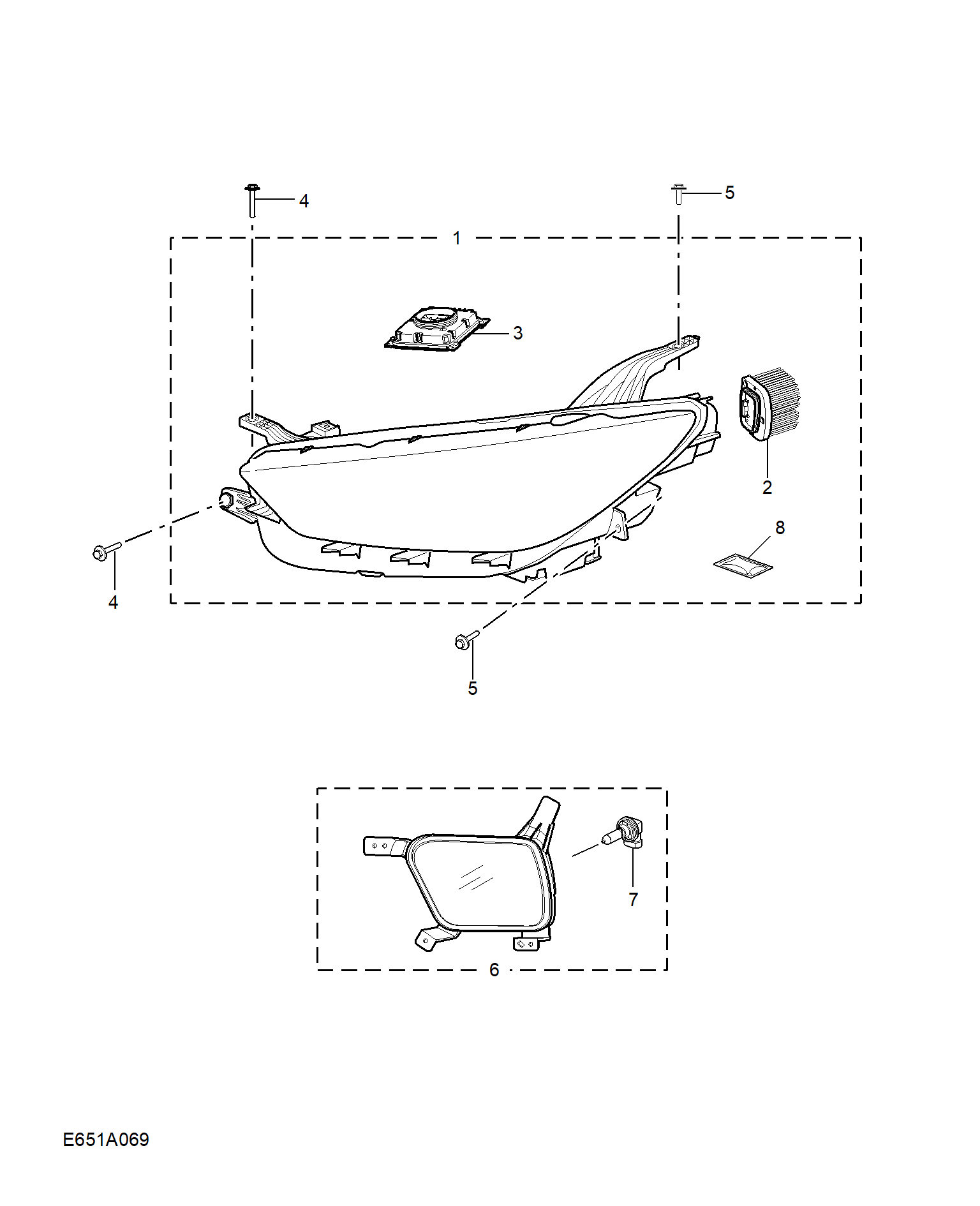 E651A069:HEADLAMP(MG)