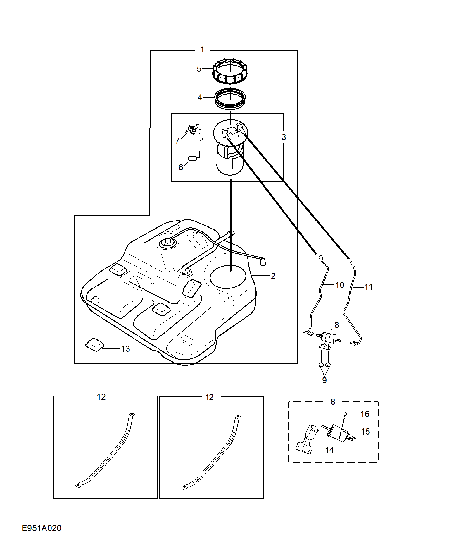 E951A020:FUEL TANK(2WD)