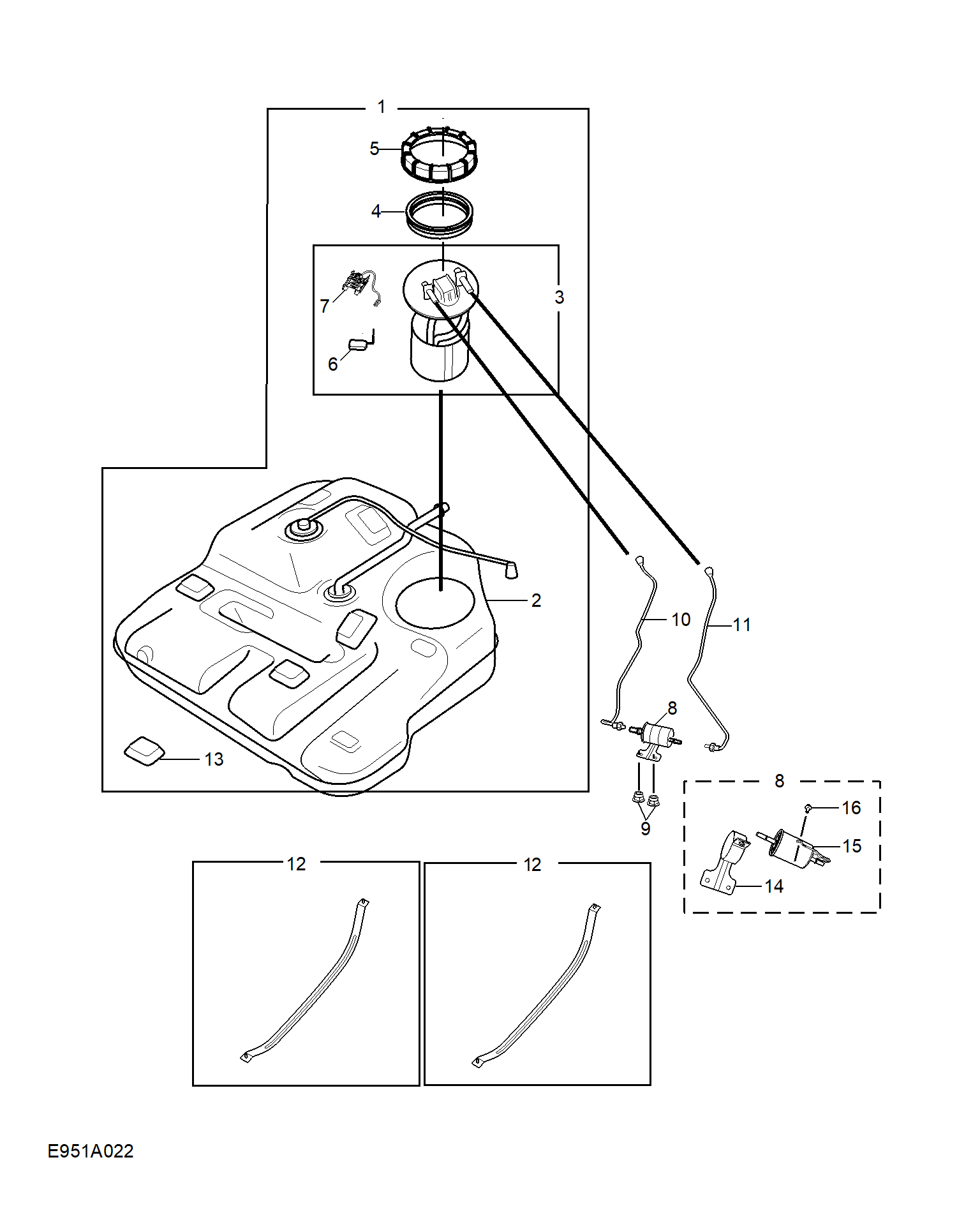 E951A022:FUEL TANK(2WD&MICRO HYBRID/CONVENTIONAL ZERO HYBRID)